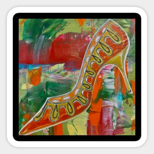 Orange High Heel Shoe Art by Courtney Graben Sticker